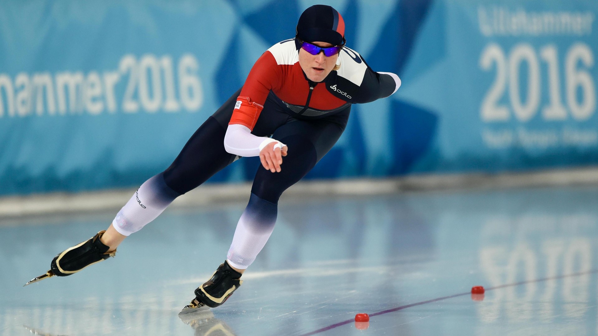 Athlete on the ice in a competition.