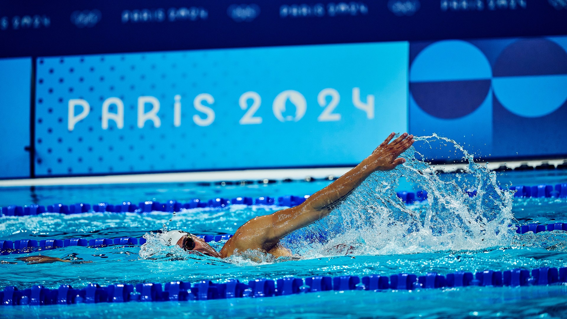 Athlete in the pool swimming in a competition